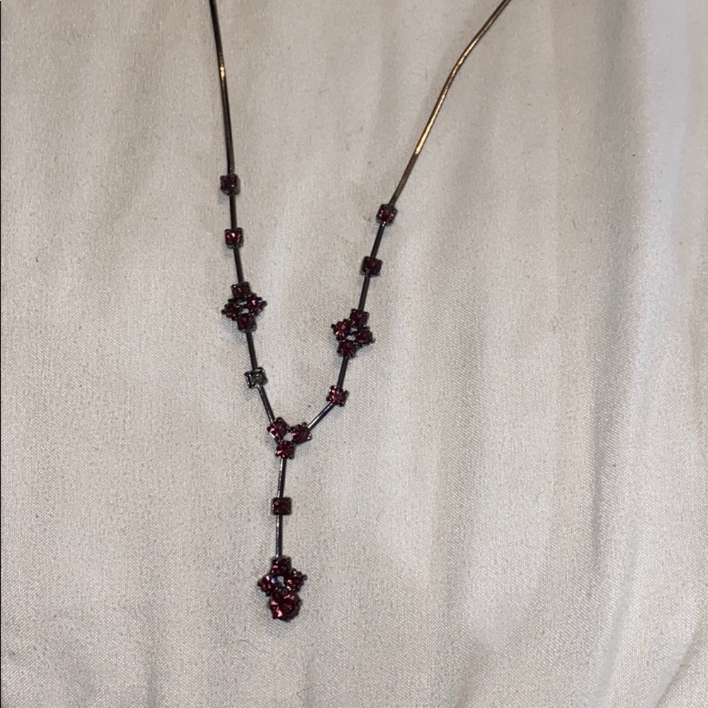 Burgundy half beaded necklace